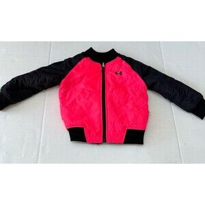 Under Armour Girls' ColdGear Reversible Bomber Jacket Pink Black Coat Size 3T